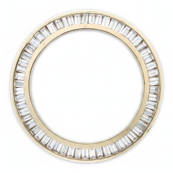 Lunetta per Orologio con Diamanti Baguette 2,5 Carati 28 mm Adatta per Rolex Datejust in Oro Giallo 14K Autentico e Naturale con Incassatura a Binario