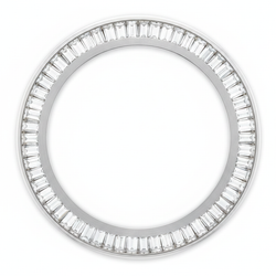 Lunetta per Orologio in Acciaio Inossidabile con Diamanti Naturali Autentici Taglio Baguette 2 Carati 28 mm Incastonatura a Canale Compatibile con Rolex Datejust