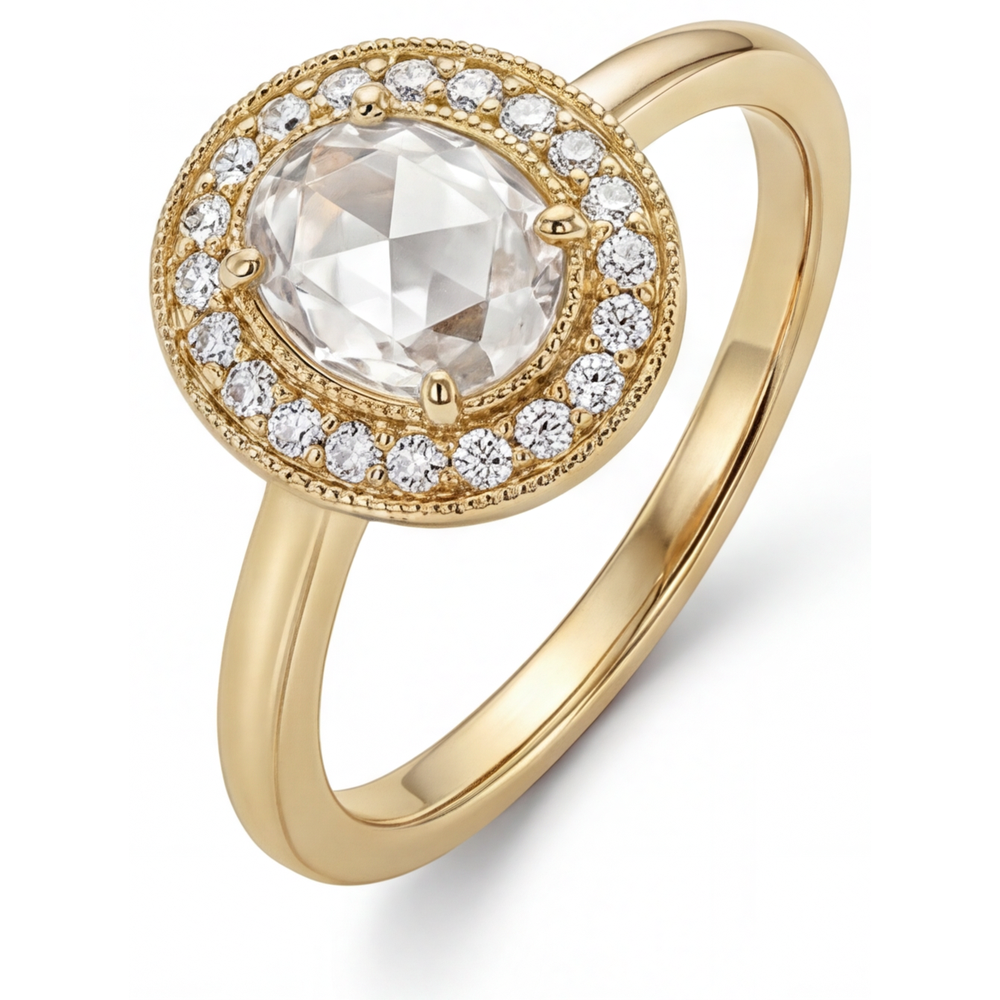 Brillante Anello con Pavé Halo 2 carati Oro 14 Carati Giallo – vista frontale