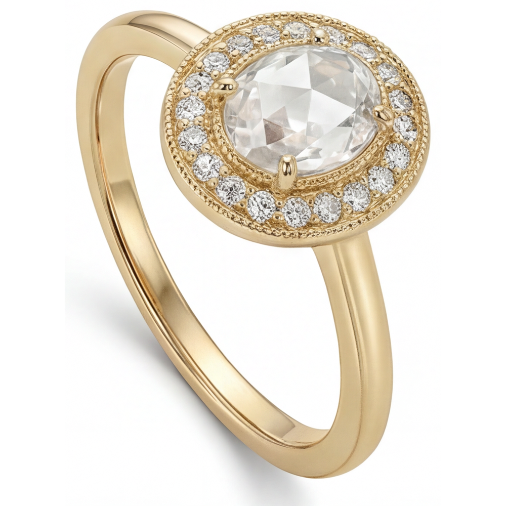 Di lusso Anello con Pavé Halo 2 carati – vista laterale