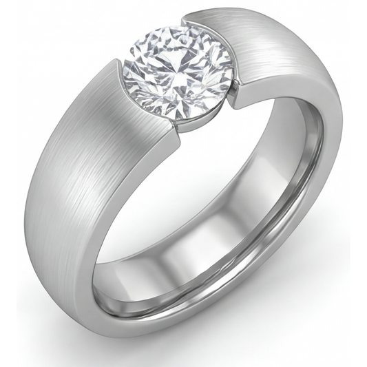 Taglio Brillante Brillante anello in Oro Bianco 14K – vista frontale