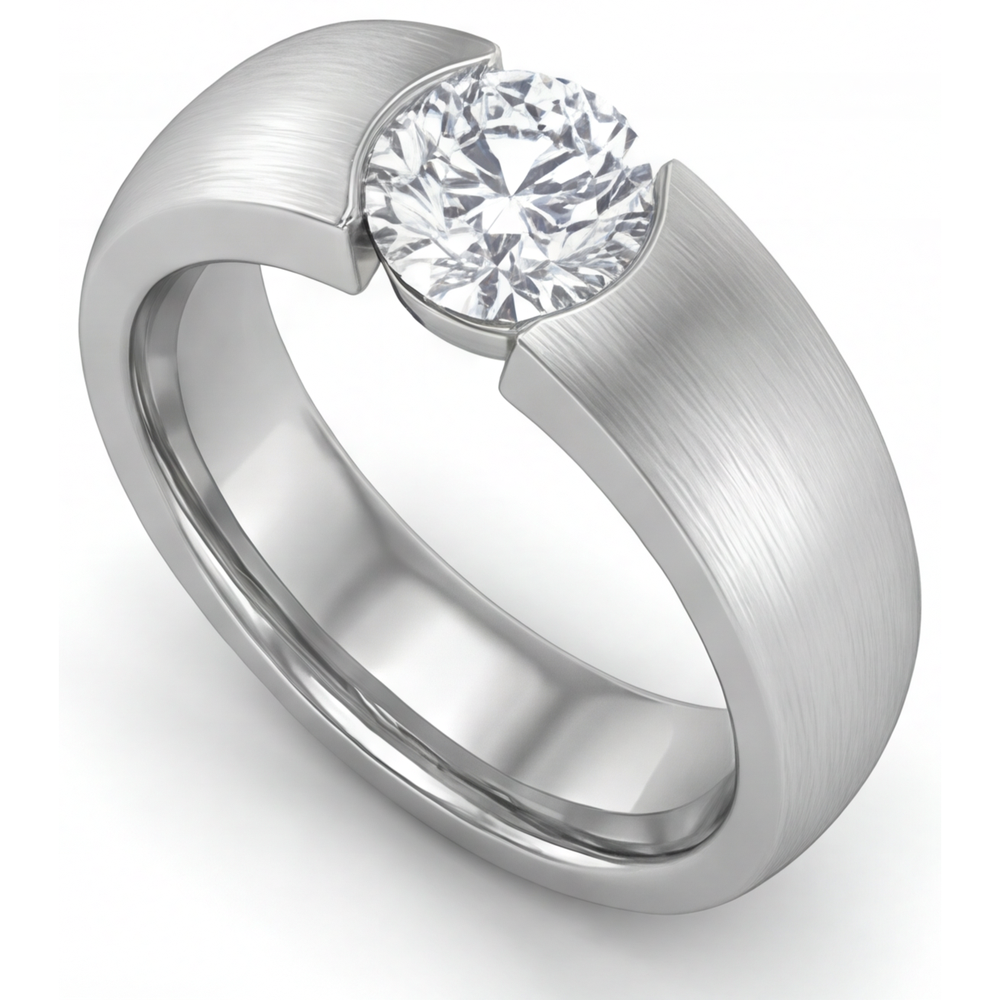 Brillante Anello da Uomo 1,50-carati Oro Bianco 14K – vista laterale