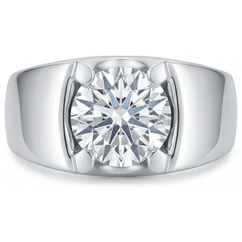 Brillante Anello da Uomo 2 carati Oro 14 Carati Bianco – vista principale