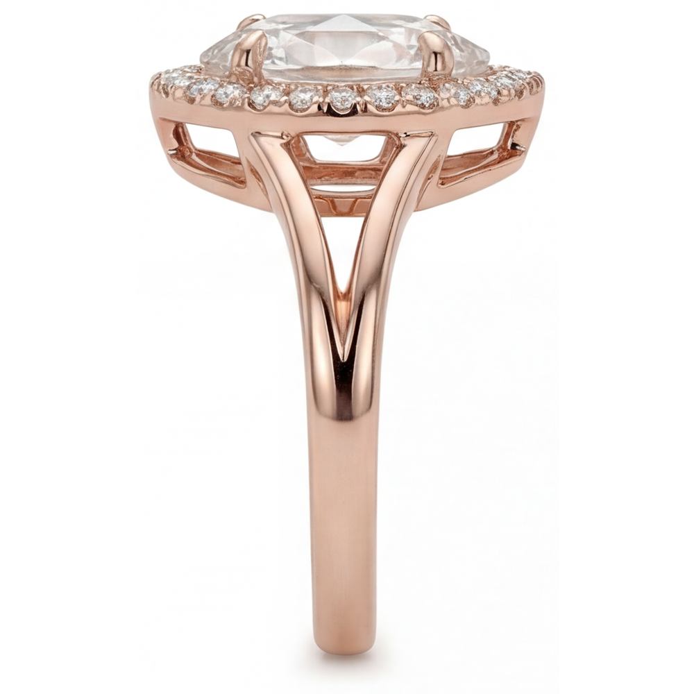 Brillante Anello di Fidanzamento Halo 2,5 carati Oro Rosa 14K – vista angolare