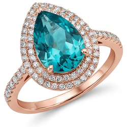 Brillante Diamante Blu Brillante Anello di Fidanzamento Halo – 3