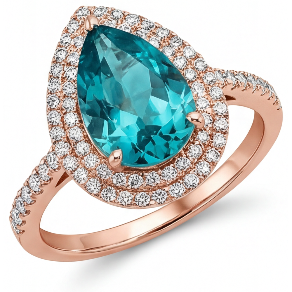Brillante Anello di Fidanzamento Halo 3 carati Oro Rosa 14K – vista principale