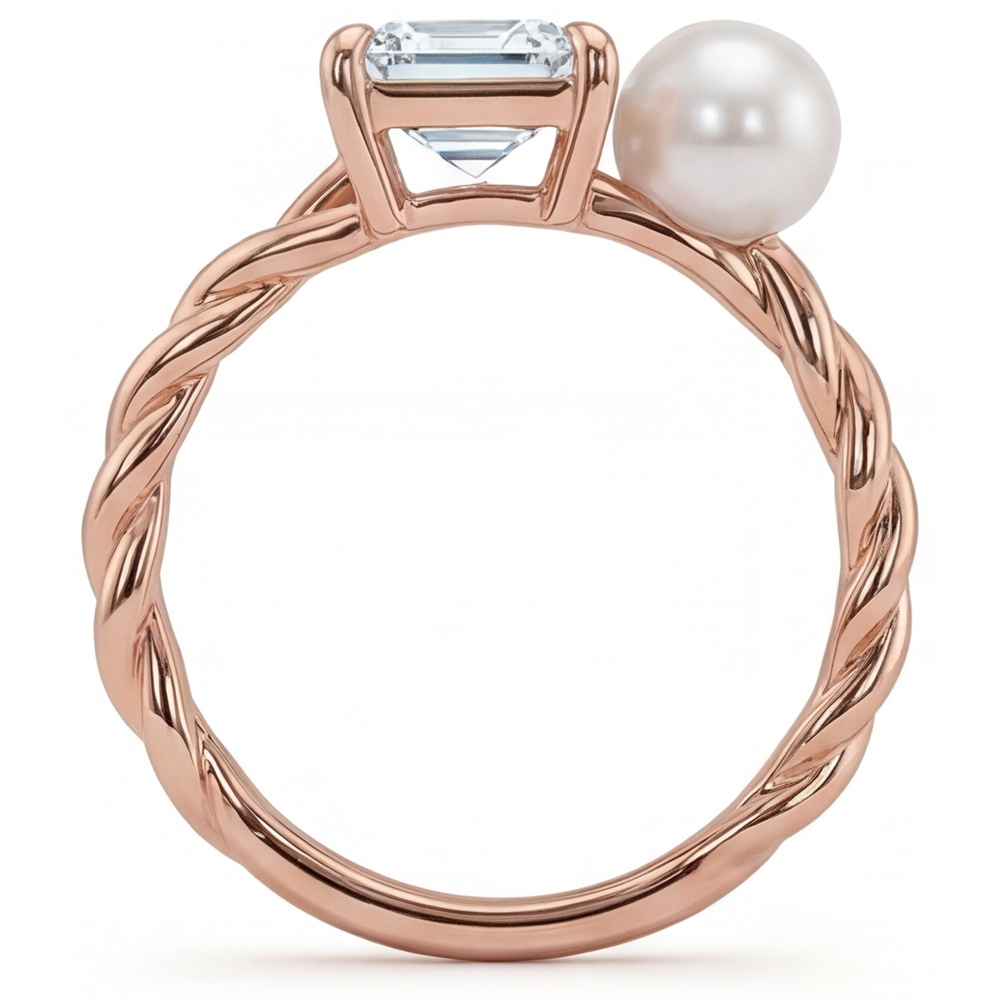 Anello Gioielleria Oro Rosa 14K con Brillante – vista angolare
