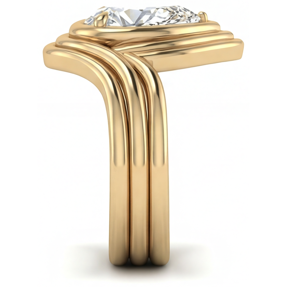Goccia Brillante anello in Oro Giallo 14K – vista profilo