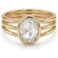 Taglio Rosa Anello Monopietra – Brillante 3 carati Oro Giallo 14K