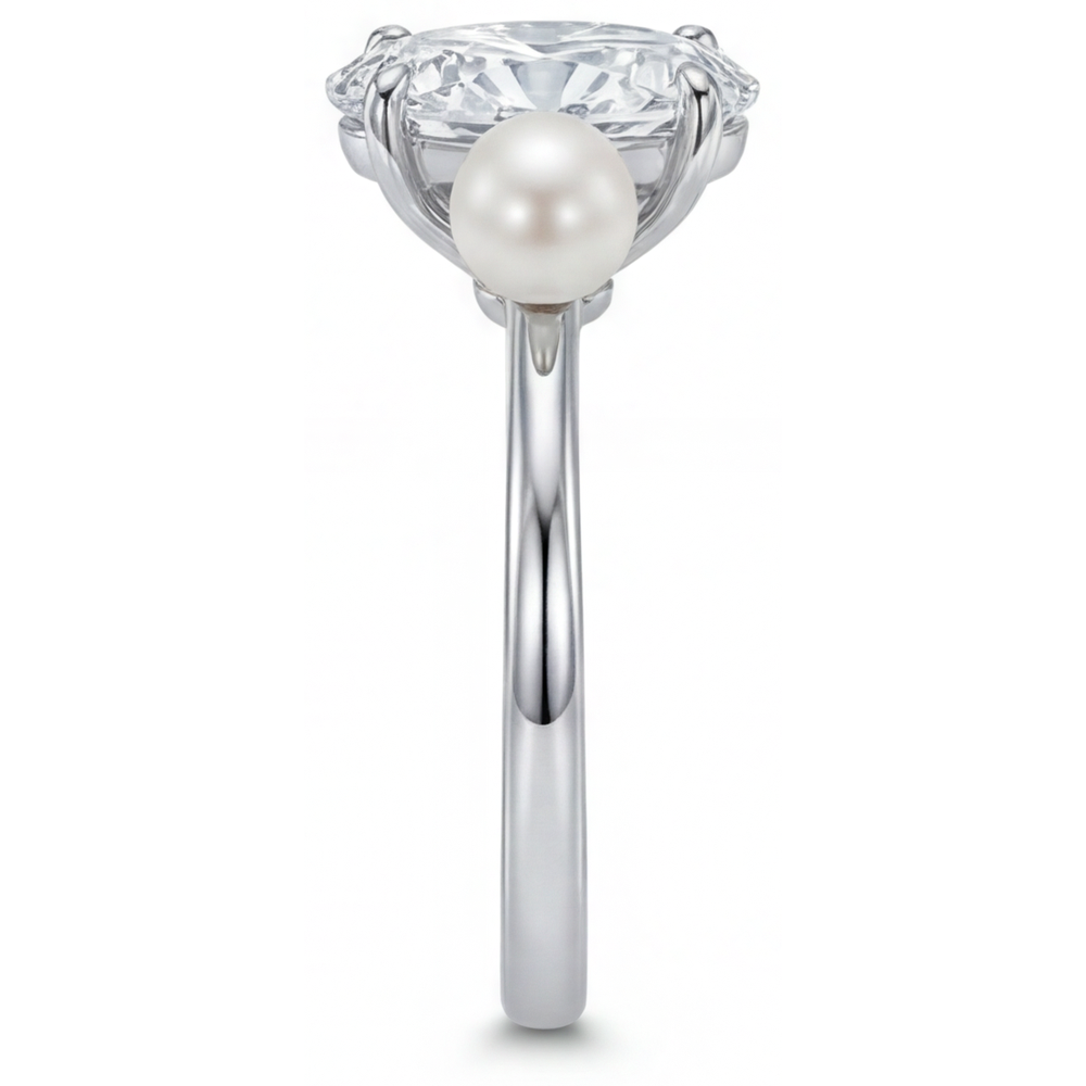Ovale Brillante anello in Oro Bianco 14K – vista dall'alto