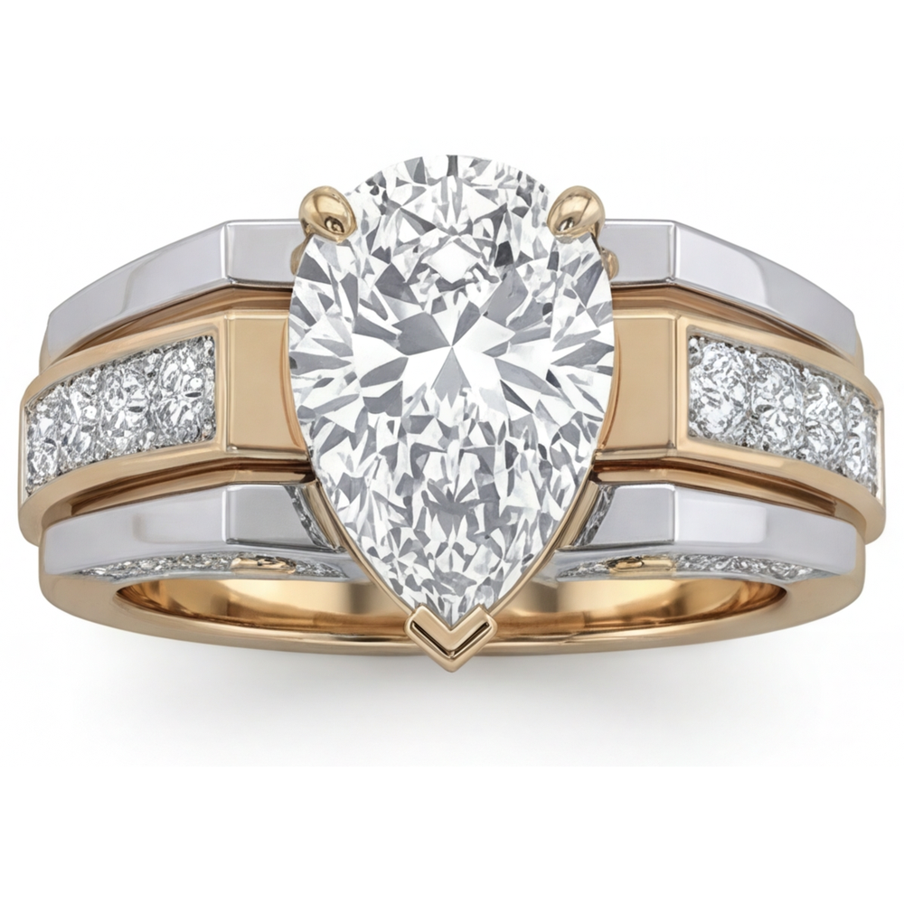 Brillante Anello Solitario con Accenti – vista laterale
