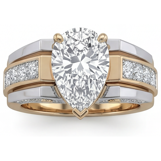 Brillante Anello Solitario con Accenti – vista laterale