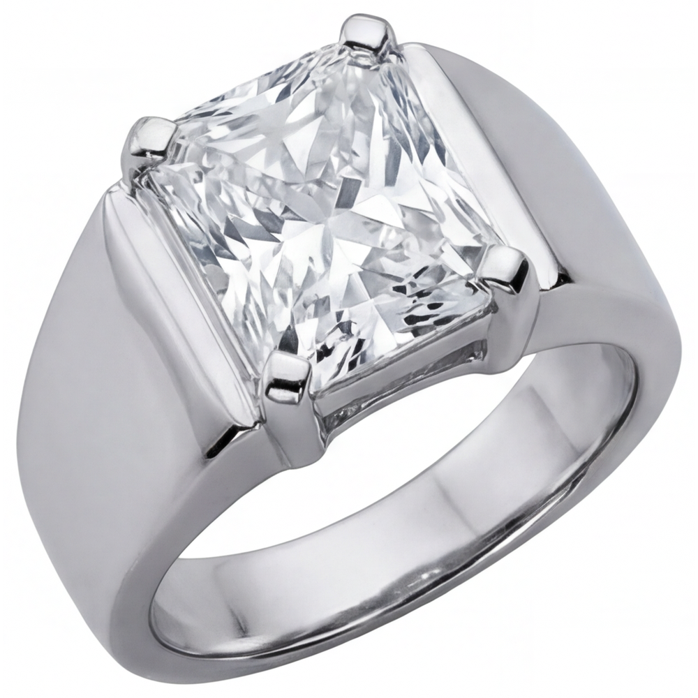 Anello Uomo Oro Bianco 14K con Brillante – vista principale