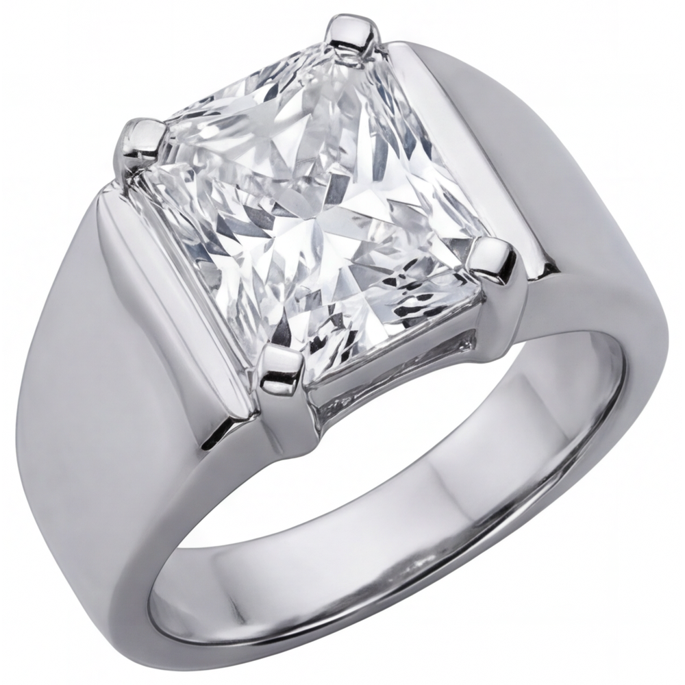 Brillante Anello Uomo 5-carati Oro Bianco 14K – vista frontale