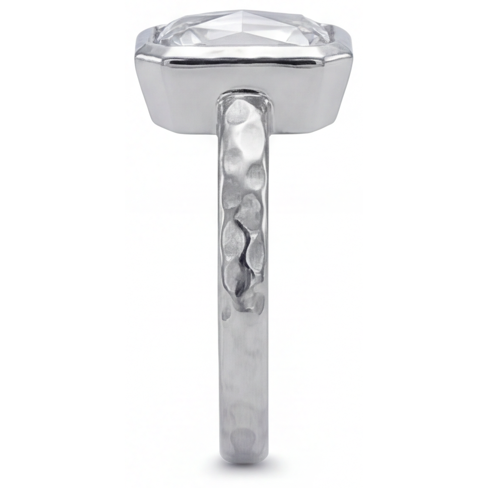 Taglio Radiant Brillante anello in Oro Bianco 14K – vista laterale