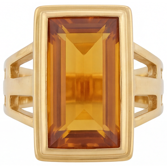 Anello con Gemma Oro Giallo 14K con Citrino – vista principale