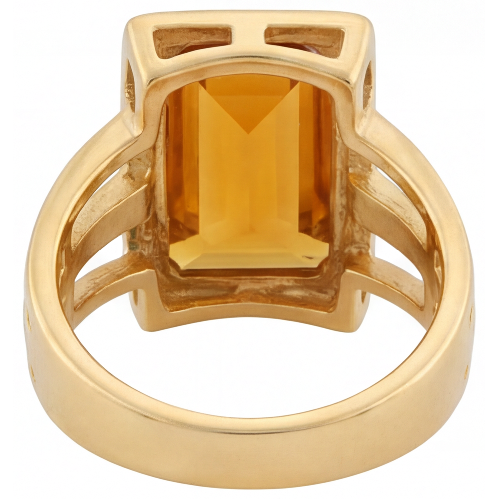 Citrino Anello con Gemma 7 carati Oro Giallo 14K – vista profilo
