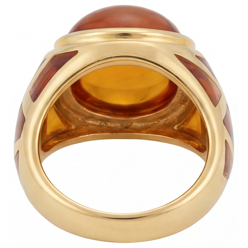 Anello con Pietra Preziosa Oro 14 Carati Giallo con Citrino – vista profilo