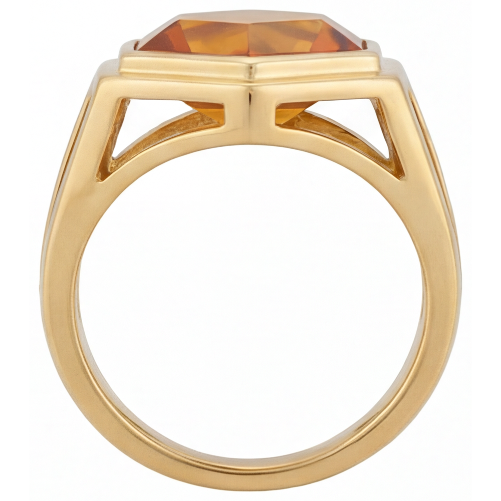 Citrino Anello con Pietra Preziosa 5-carati Oro Giallo 14K – vista angolare