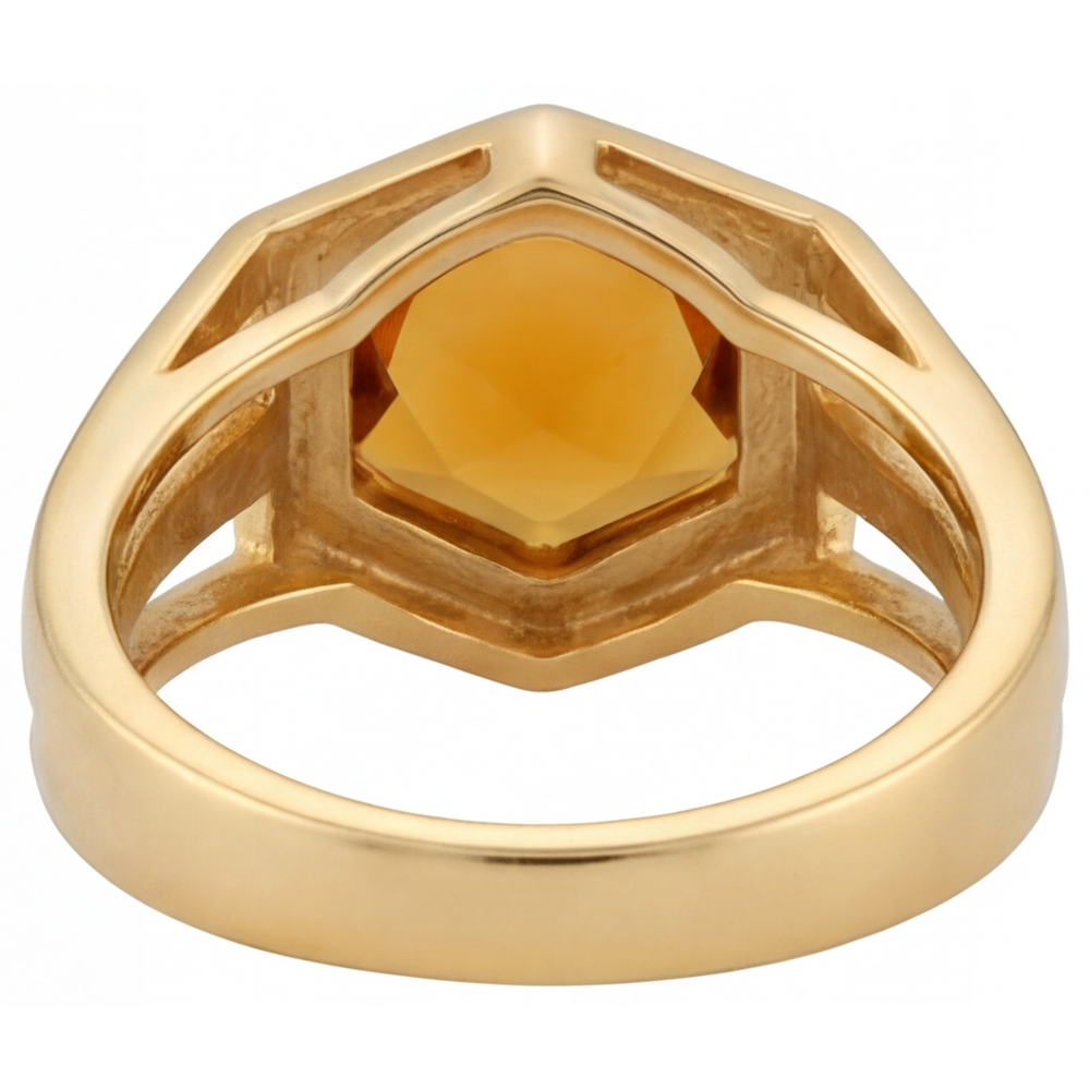 Anello con Pietra Preziosa Oro Giallo 14K con Citrino – vista profilo