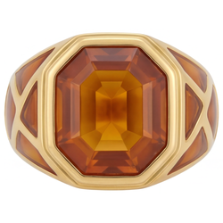 Uomo Fine Citrino Anello Pietra Colorata 10 carati – Oro 14