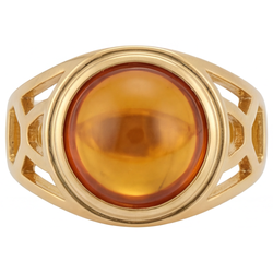 Uomo Citrino Cabochon Anello Pietra Colorata 5 carati in Oro