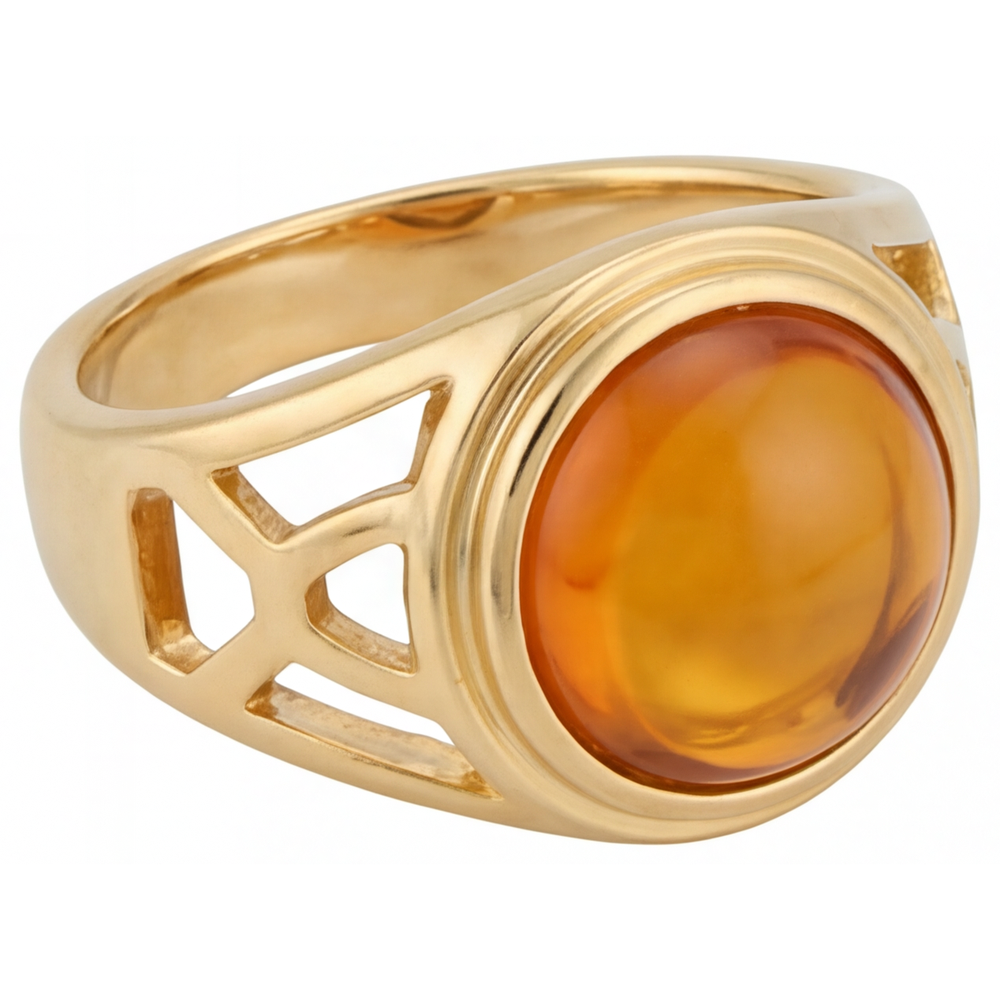 Citrino Anello Pietra Colorata 5-carati Oro Giallo 14K – vista laterale
