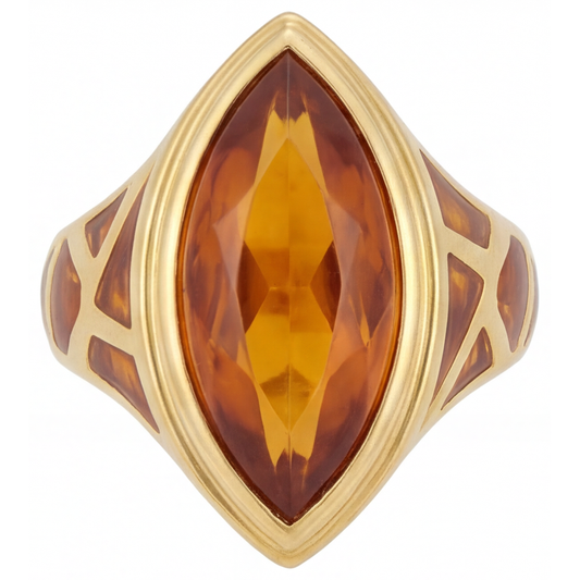 Anello con Gemma Oro Giallo 14K con Citrino Dorato – vista principale