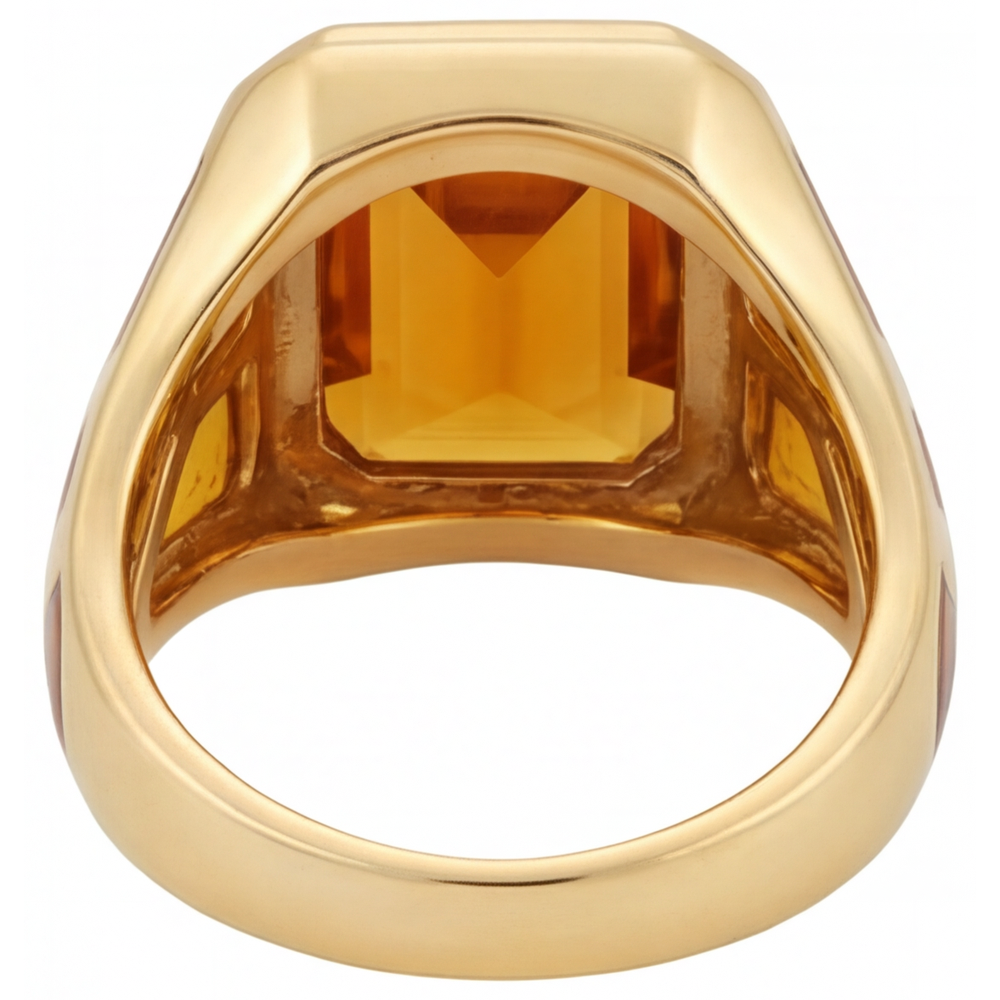Anello con Pietra Preziosa Oro Giallo 14K con Citrino Dorato – vista profilo