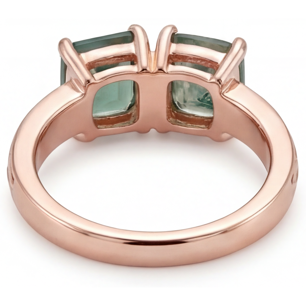 Dendritic Agate Taglio Cushion Anello con Gemma in Oro 14 Carati Rosa – vista dall'alto