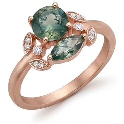 Oro Rosa 14K Purezza VVS Dendritic Agate Anello con Gemma 3,25