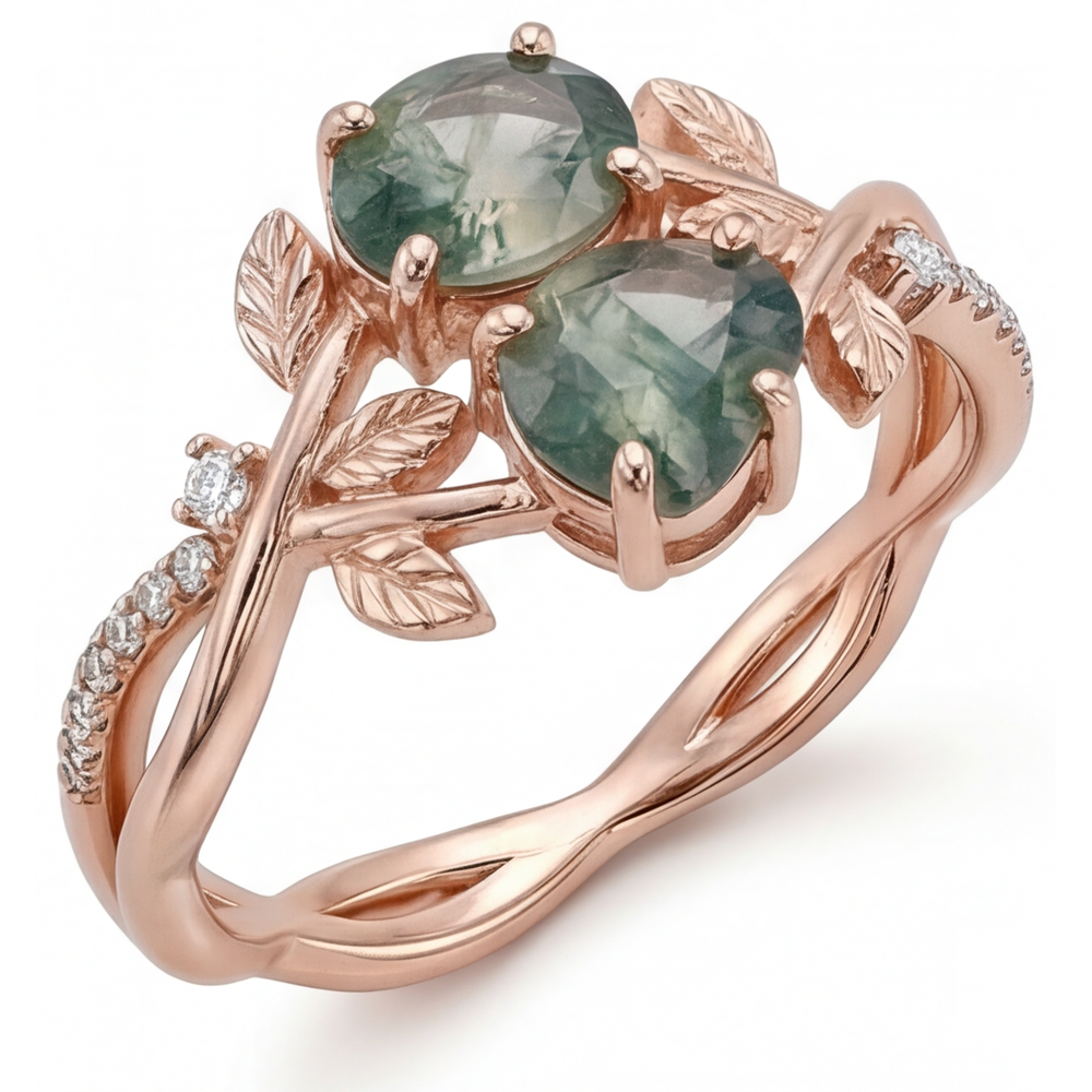Dendritic Agate Anello con Pietra Preziosa – vista laterale