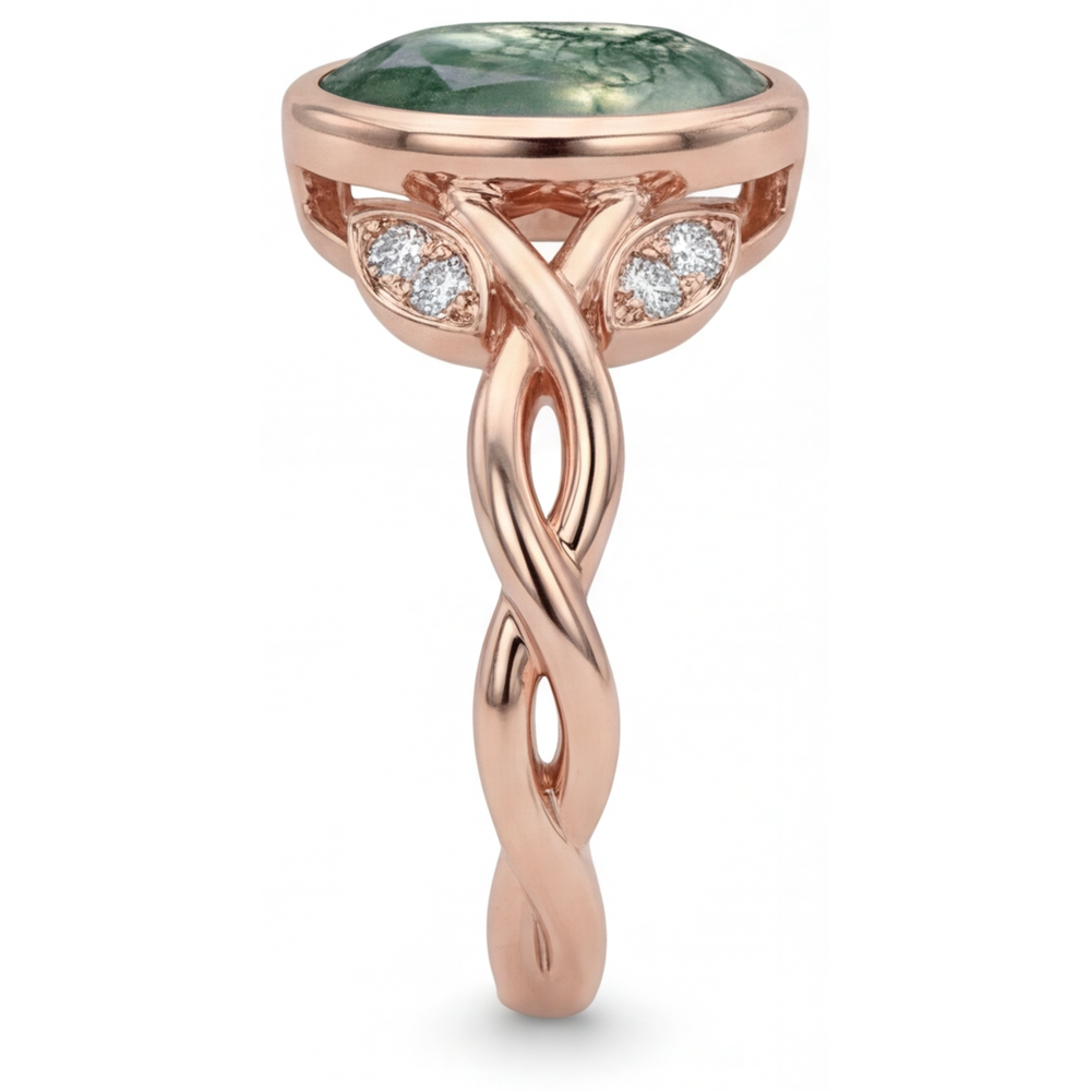 Artigianale Dendritic Agate Anello con Pietra Preziosa 2,75 carati – vista profilo