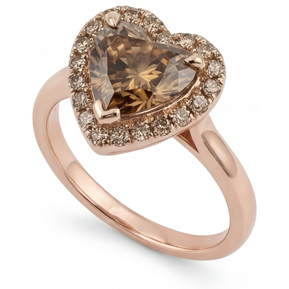 Diamante Anello con Pavé Halo 2,25 carati Oro 14 Carati Rosa – vista laterale