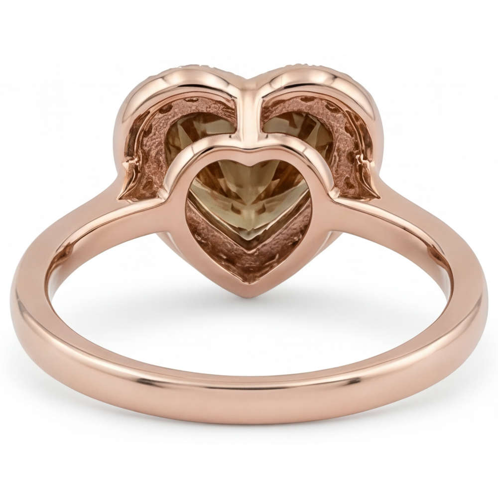 Forma Cuore Diamante anello in Oro 14 Carati Rosa – vista profilo