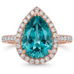 Diamante Blu Diamante Anello con Pavé Halo 3,5 carati – Oro Rosa