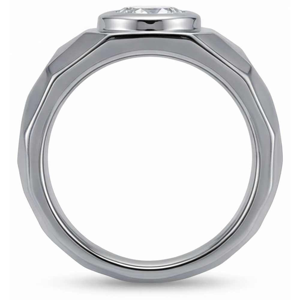 Diamante Anello da Uomo 1,50-carati Oro Bianco 14K – vista angolare