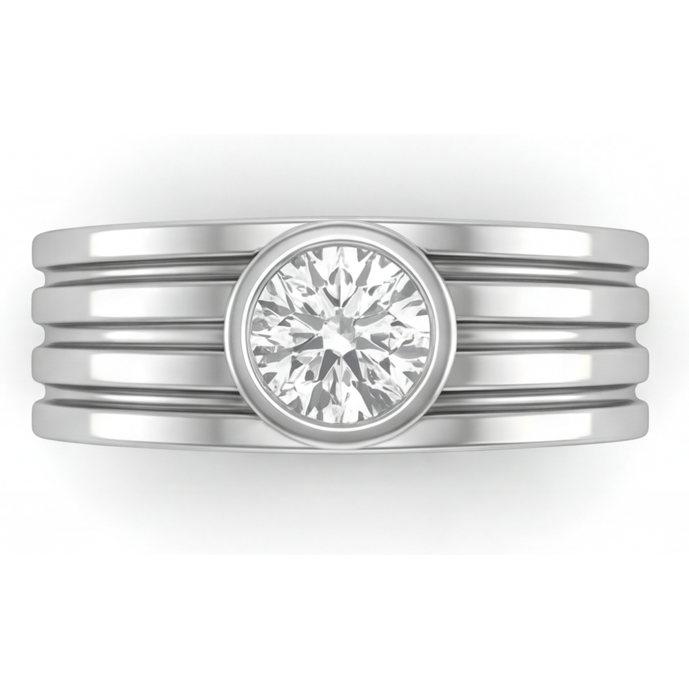 Anello da Uomo Oro Bianco 14K con Diamante – vista principale