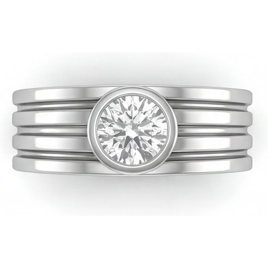 Anello da Uomo Oro Bianco 14K con Diamante – vista principale