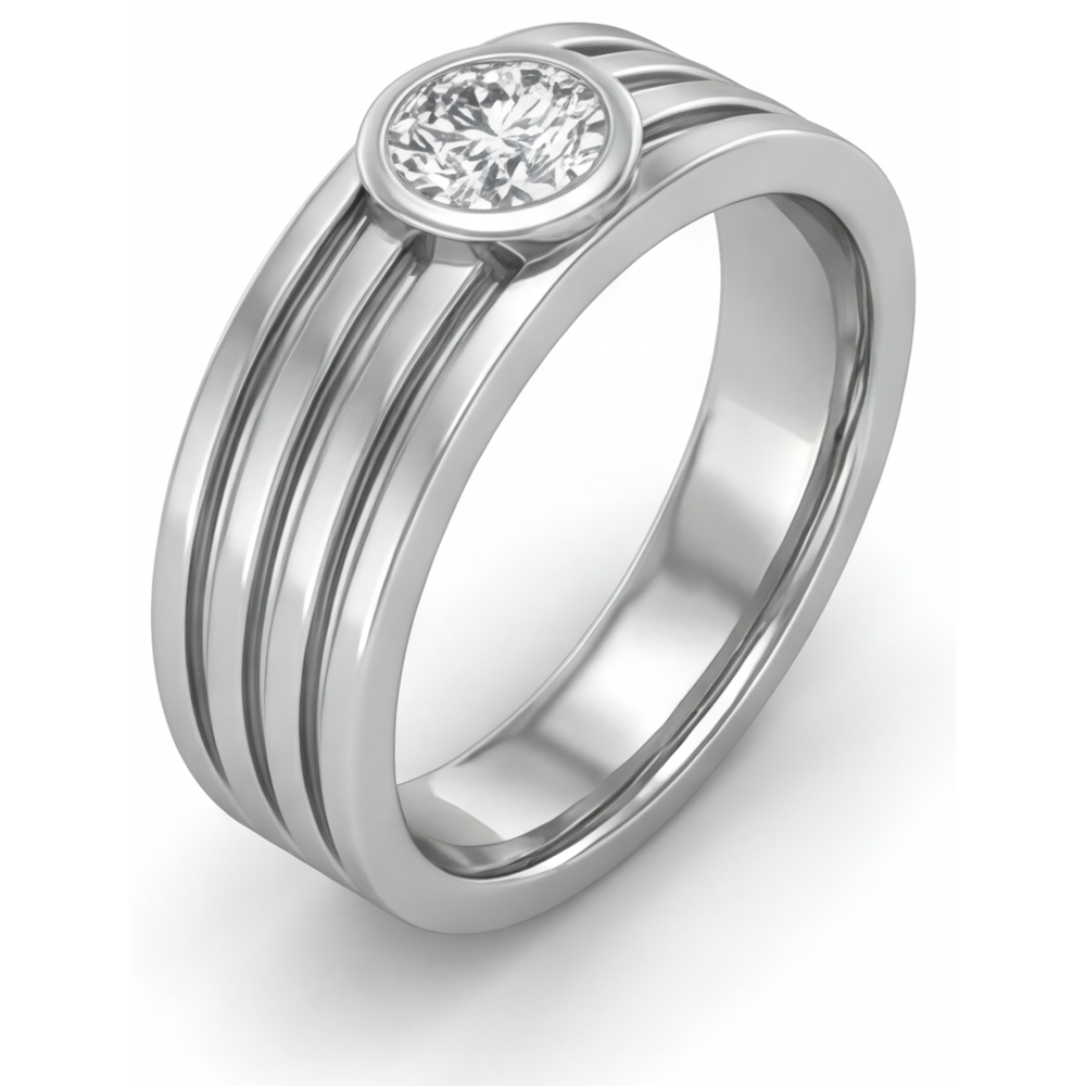 Taglio Brillante Diamante anello in Oro Bianco 14K – vista angolare