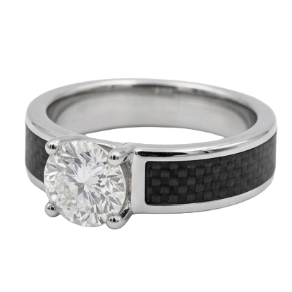 Diamante Taglio Rotondo Anello da Uomo in Oro Bicolore 14K – vista frontale