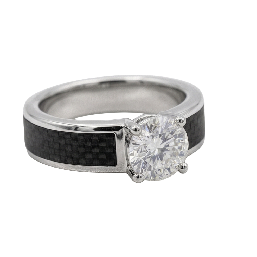 Squisito Diamante Anello da Uomo 1,50 carati – vista laterale
