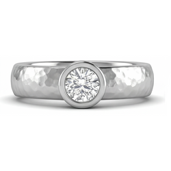 Taglio Rotondo Diamante Anello da Uomo in Oro Bianco 14K – 1