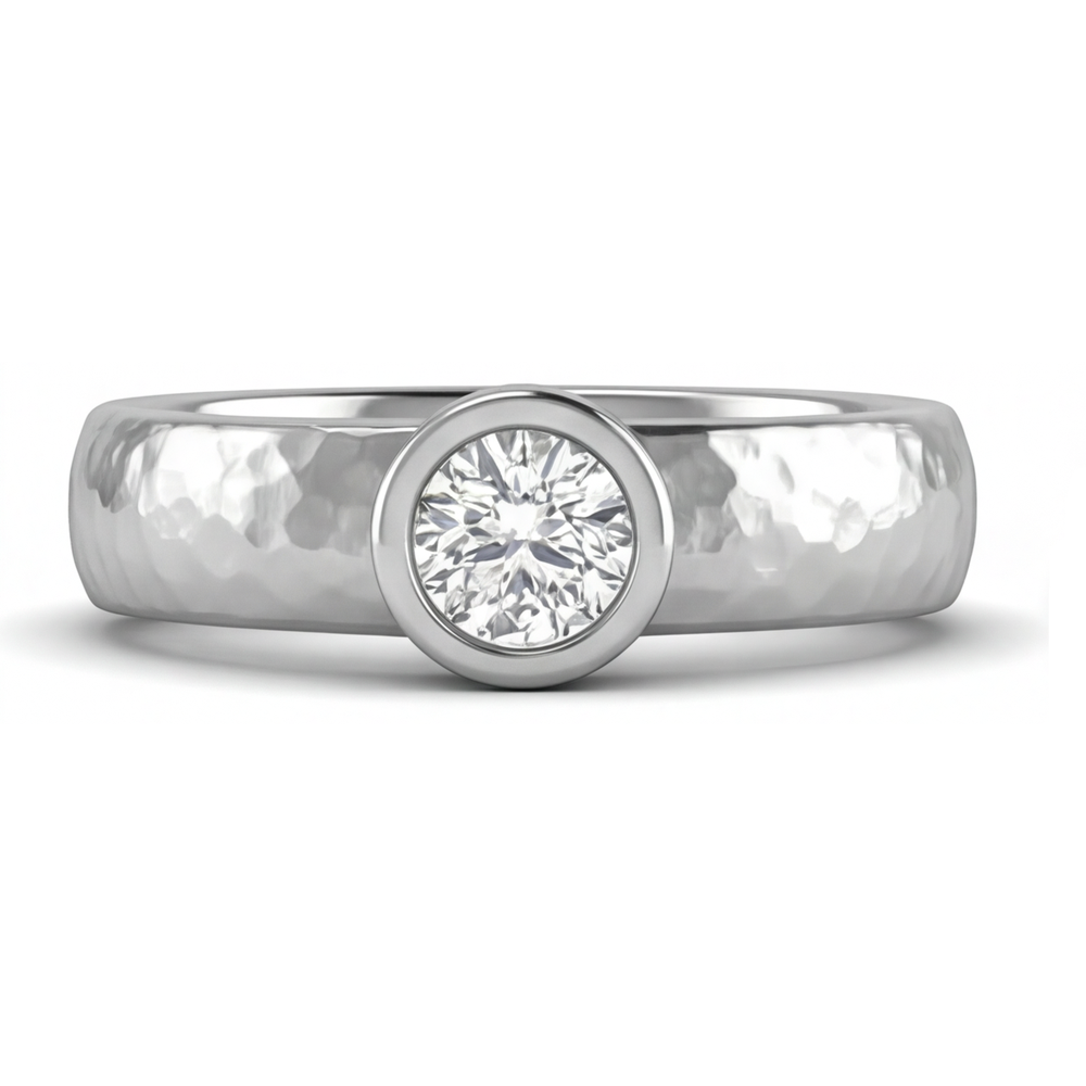 Taglio Rotondo Diamante anello in Oro Bianco 14K – vista principale
