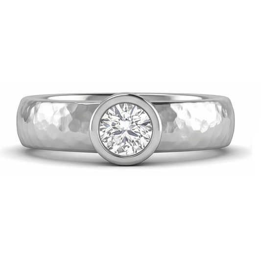 Taglio Rotondo Diamante anello in Oro Bianco 14K – vista principale