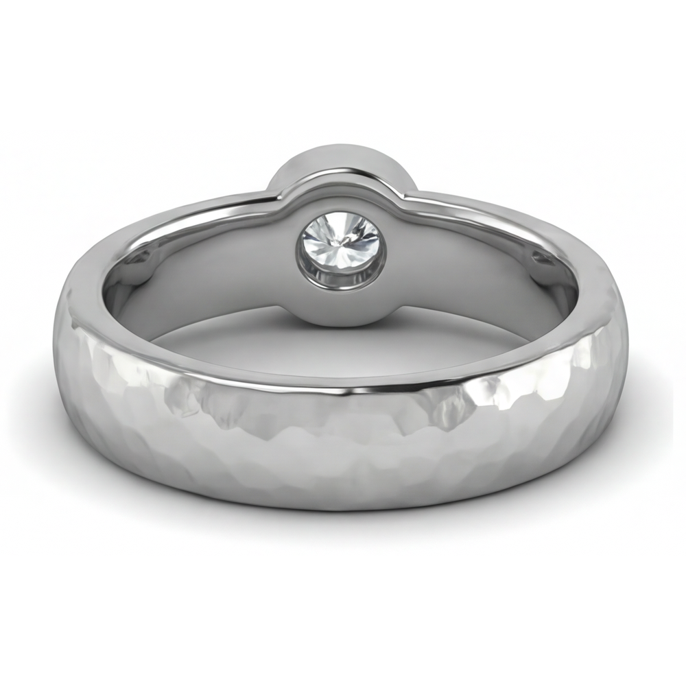 Taglio Rotondo Diamante anello in Oro Bianco 14K – vista posteriore