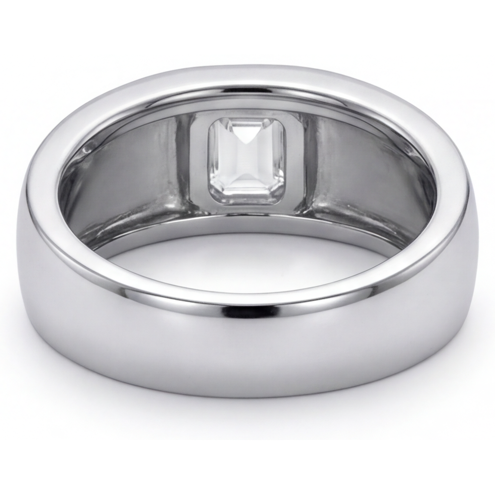 Taglio a Gradini Diamante anello in Oro 14 Carati Bianco – vista angolare