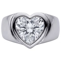 Diamante Heart Anello da Uomo – 4 carati in Oro Bianco 14K