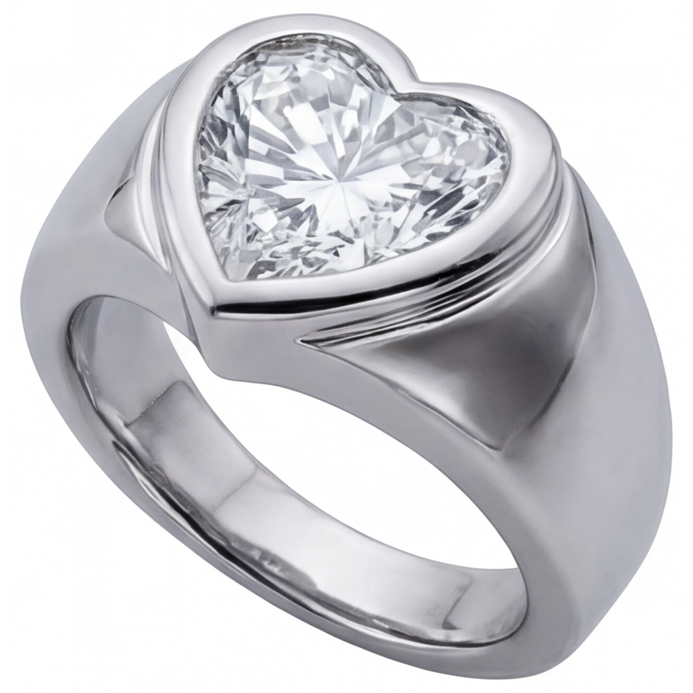 Anello da Uomo Oro Bianco 14K con Diamante – vista laterale