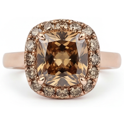 Oro 14 Carati Rosa Diamante Deserto Diamante Anello Halo 2 carati